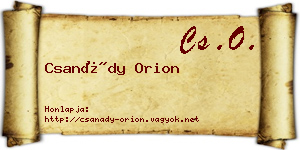 Csanády Orion névjegykártya